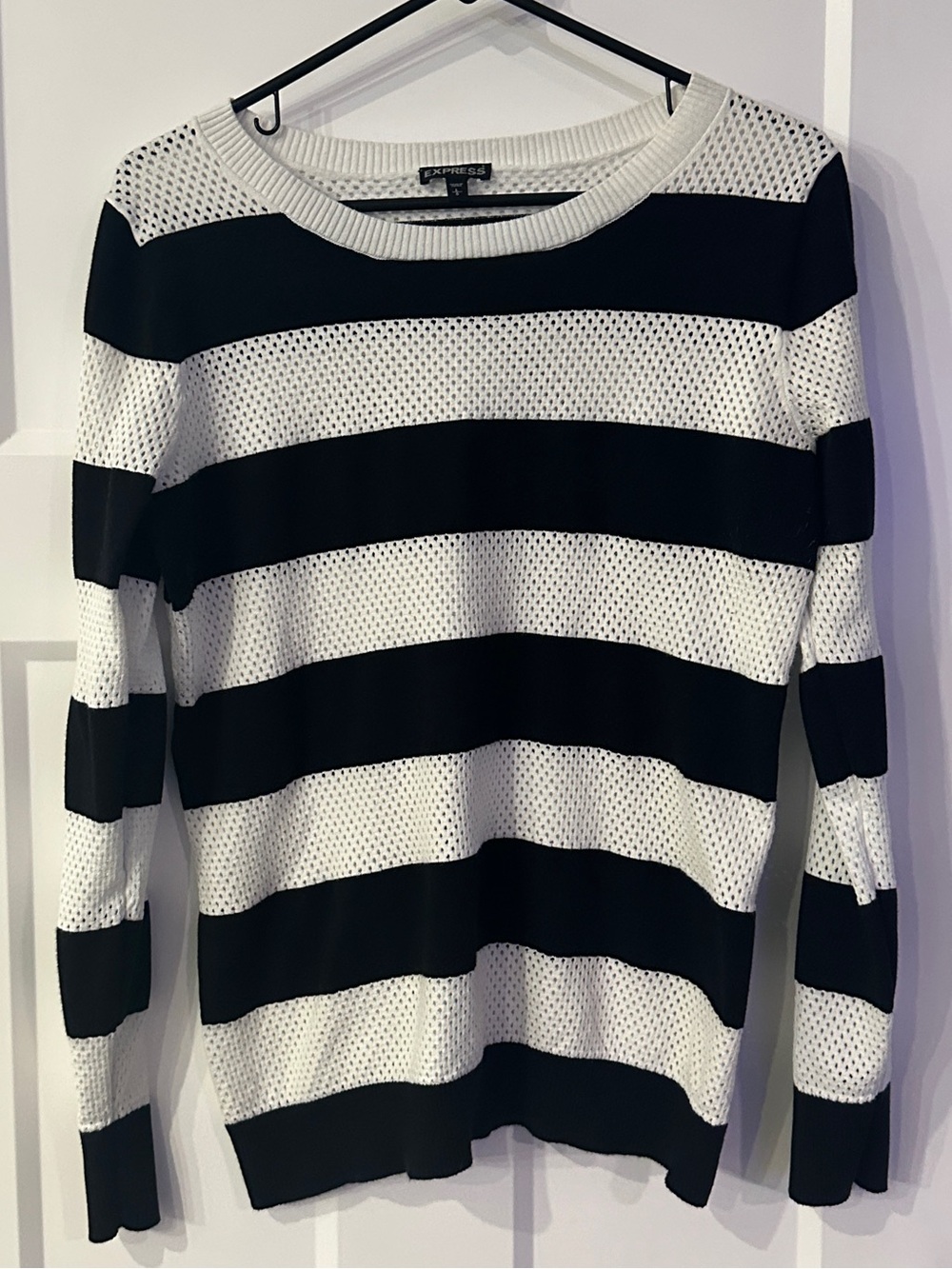Express black and white stripe sweater women’s size large